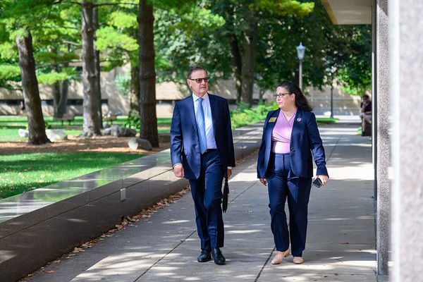 Ambassador O Sullivan Walking With Monica Caro Senior Associate Director Of The Nanovic Institute