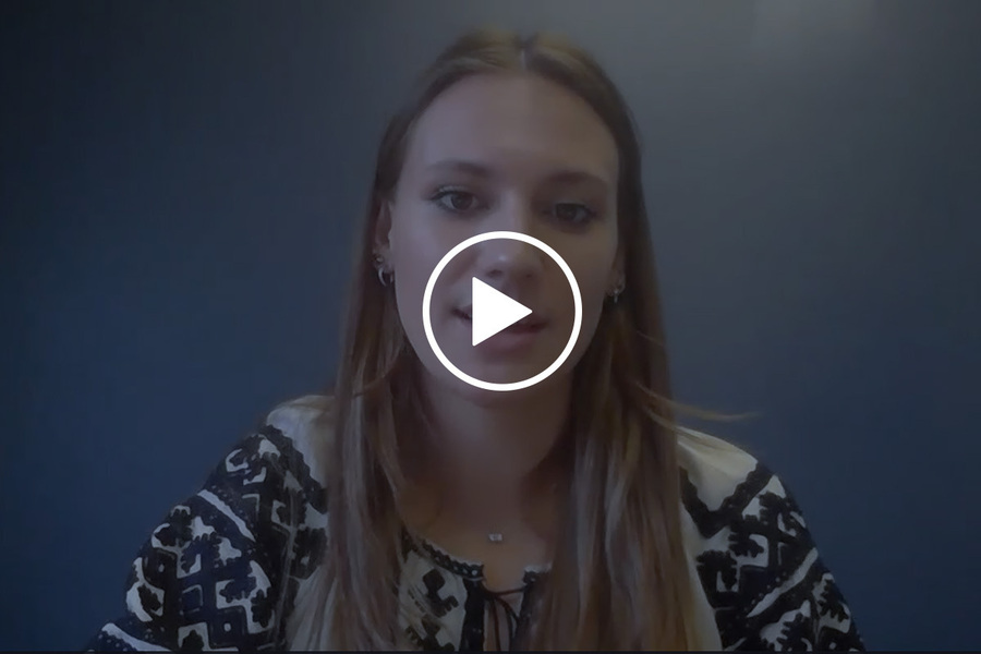 Screenshot of the video, A Conversation with Students from the Ukrainian Catholic University