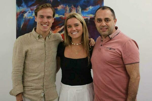 Interns Matthew Scherber (left) and Chaney Fix (middle), with their Malta site contact, Patrick Harvey Caritas.