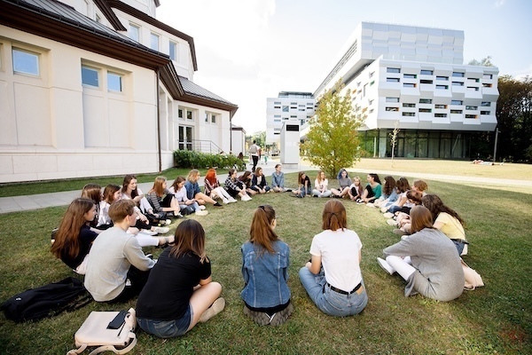 Students in a discussion circle on the UCU campus.
